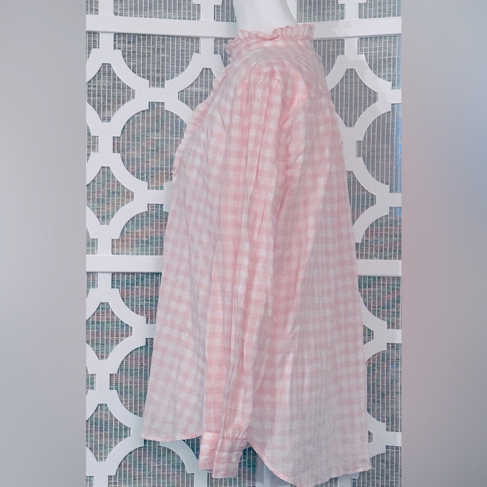 Baby Pink Gingham J. Crew Checkered Blouse Cotton Boho Cottagecore LG Top Shirt - Picture 6 of 15